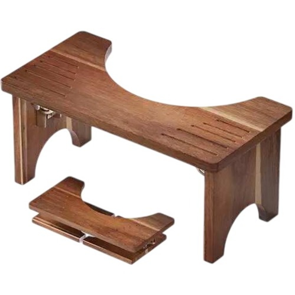 Teak Wood Toilet Stool Natural Brown Ergonomic Spa Style Bathroom Step New